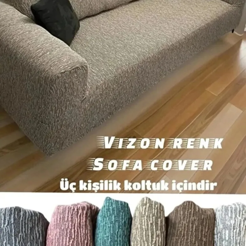ARİFE HOME Lastikli Koltuk Örtüsü | ağaç kabuğu Desen Jakarlı Kanepe Örtüsü Koltuk Kılıfı